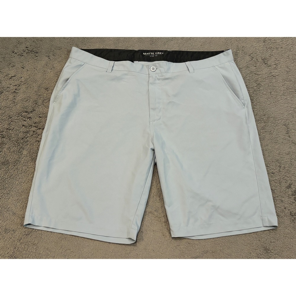 Matte Grey Mens Golf Shorts Light Grey Performance Polyester Size 42